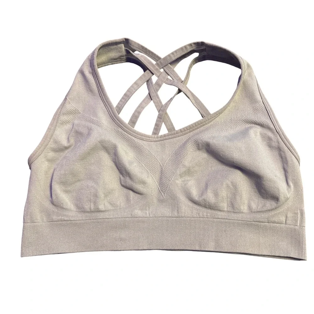 AK Women's Gray Strappy Back Unpadded Sports Bra Size XL